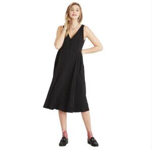 Hatch Maternity The Ina Midi Dress Size 1 S Black Sleeveless Rayon Button Front